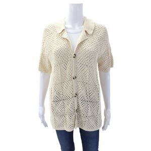 Nanushka Womens Crochet Button Down Sweater Beige Size Extra Small